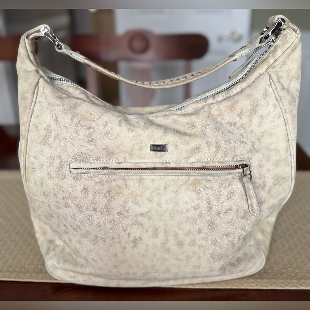 Be & D Leather Satchel Purse with Feather Like Pattern - Picture 7 of 15